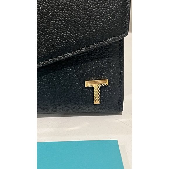 NWT TIFFANY & Co. T Wallet Trifold Wallet Leather Black Women - Picture 2 of 10